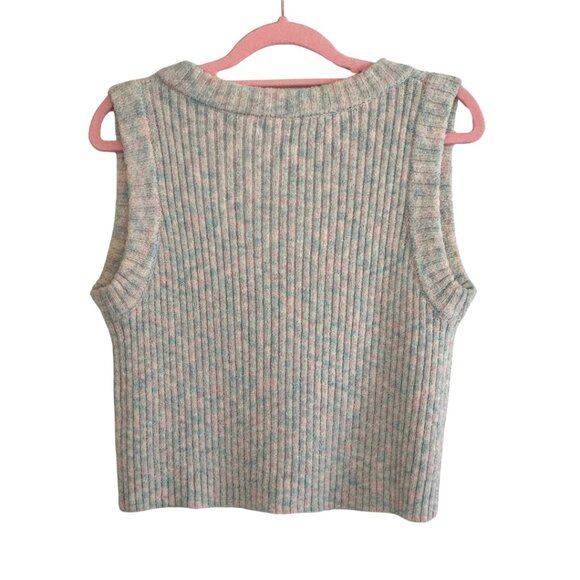 Isalis Pastel Rainbow Knit Button Up Tank - Picture 2 of 4